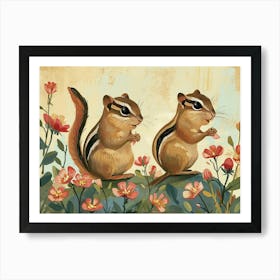 Floral Animal Illustration Chipmunk 3 Art Print