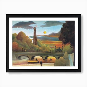 Seine And Eiffel Tower In The Sunset, Henri Rousseau Art Print