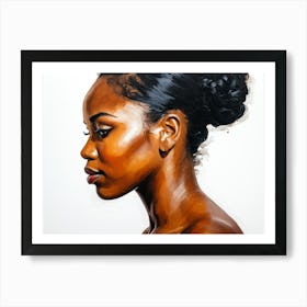 Side Profile Of Beautiful Woman Oil Painting 131 Art Print