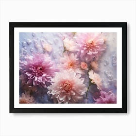 Pink Dahlia Flowers Art Print