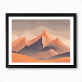 Misty mountains horizontal background in orange tone 9 Art Print