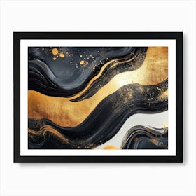 Gold And Black Abstract Painting 2 Art Print