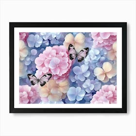 Hydrangea Background Floral Seamless Pattern 1 Art Print