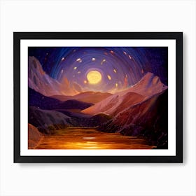 Full Moon In The Mountains Art Print