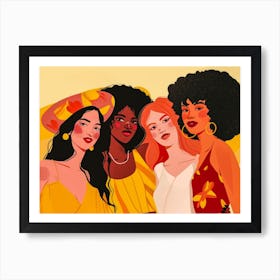 Four Women With Afros Art Print