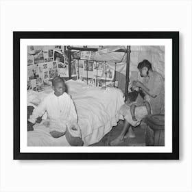 Mother And Two Children In House Provided For Workers In Strawberry Fields Near Independence, Louisiana By Art Print