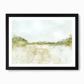 Lake Dock - Abstract Lake Landscape Painting Art Print