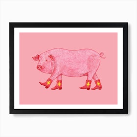 Marjorie The Cowgirl Pig Animal Art Print