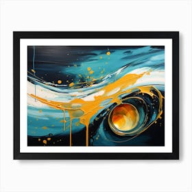 Cropped Cicelevb 01405 Water Drop Painting And Abstract Blue Waterfall Art Print