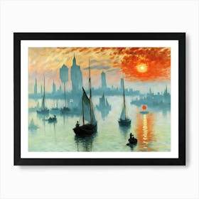 Sunrise Over The Seine Art Print