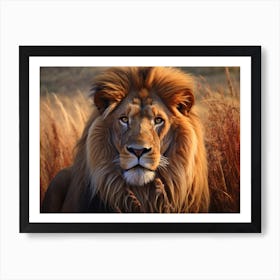 African Lion Close Up Realism 1 Art Print