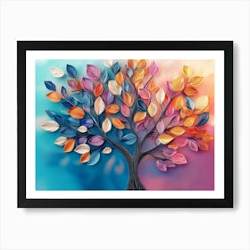 Colorful Tree With Multicolor Leaves 5 Art Print