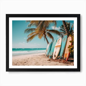 Surfboards On The Beach Art Print