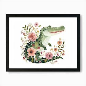 Little Floral Alligator 2 Art Print