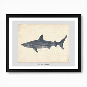 Mako Shark Grey Silhouette 1 Poster Art Print