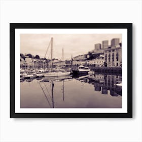 Great Yarmouth Harbour View Boats Black and White Art Print