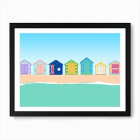 Brighton Beach Bathing Boxes, Melbourne, Australia Art Print