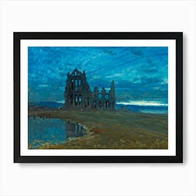 Whitby Abbey Yorkshire 1910 Painted by Albert Goodwin Wall Art Print | Fully Remastered Clear and Bright for Gloomy Gothic Vampire Altar Wall Feature in HD Art Print