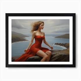 Woman In A Red Dress Art Print