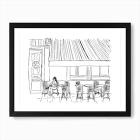 Parisian Cafe Line Art Print