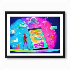 Digital Marketing Future Of Mobile Applications Development In Colorful Dreaming Life Art Print