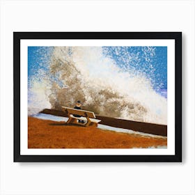 Incoming Ocean Wave Wallops Man Art Print