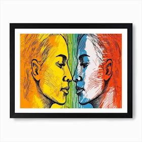 Two Women Facing Each Other Art Print