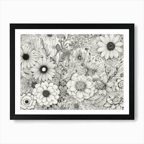 Black And White Flowers 5 Art Print