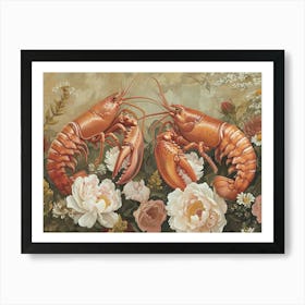 Floral Animal Illustration Lobster 1 Art Print