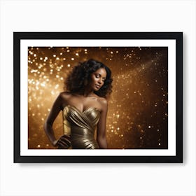 Woman In A Gold Dress Art Print