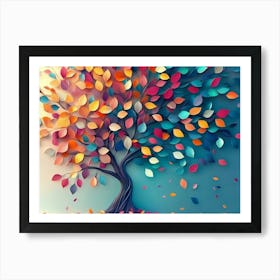 Colorful Tree With Leaves On Hanging Branches 2 Art Print