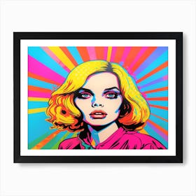 Retro Blond - Portrait & Stripes Art Print