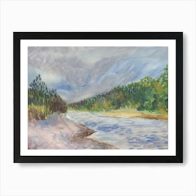 Summer River - landscape nature impressionism hand painted brushstrokes Art Print