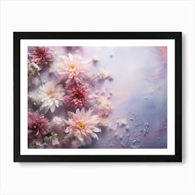 Pink Flowers On A Purple Background Art Print