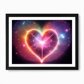 A Colorful Glowing Heart On A Dark Background Horizontal Composition 82 Art Print