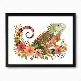 Little Floral Iguana 3 Art Print