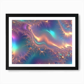 Abstract Image Of Swirling, Fluid Colors In Shades Of Pink, Blue, And Gold Art Print