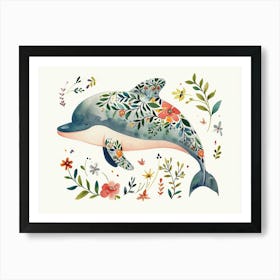 Little Floral Dolphin 2 Art Print