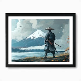 Samurai And Mountain Fuji Art Print