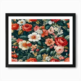 Roses On A Dark Background Art Print