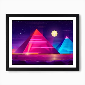 Synthwave Neon City - Egypt & pyramid Art Print