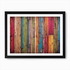 Colorful wood plank texture background Art Print