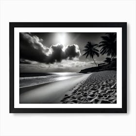 Black And White Beach 19 Art Print