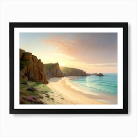 Morning Light At Porthcurno 3 Art Print