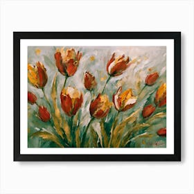 Red And White Parrot Tulips Flowers Art Print