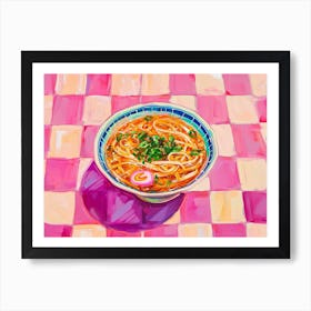 Pho Soup Pink Checkerboard 4 Art Print