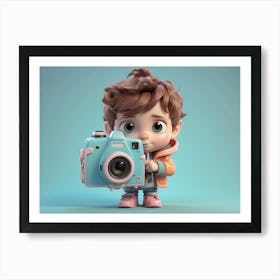 Little Boy Holding A Camera Kid Art Print