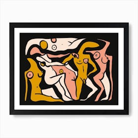 Psychedelic Nudes 3 Yellow Art Print
