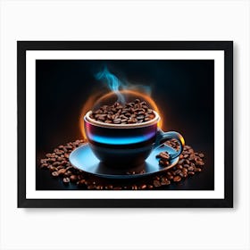 Coffee Cup With Coffee Beans Art Print