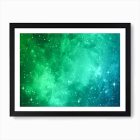 Shining Aqua Galaxy Space Background Art Print